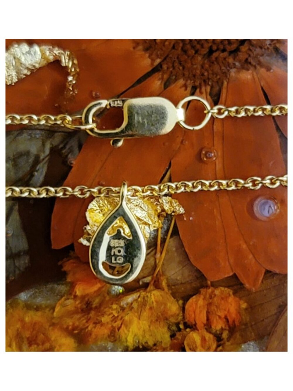 Lab Grown Diamond Teardrop Station Necklace Gold Over Silver NWT - Picture 7 of 8